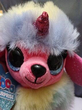 Coco Surprise Pink Rainbow Poodle Unicorn Noodle Plush stuffed animal. NOODLE NE